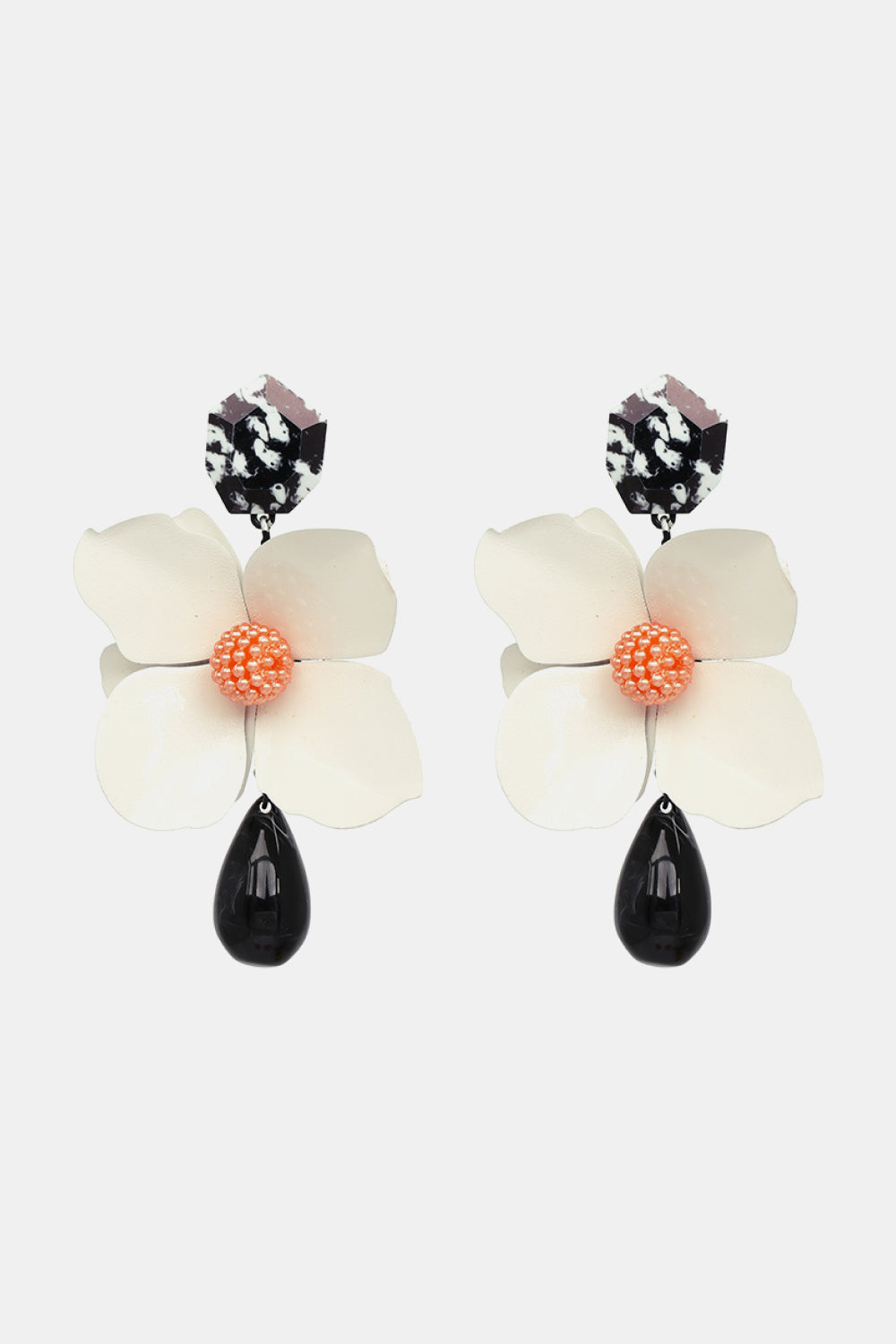 Bloosom Flower and Teardrop Resin Dangle Earrings  Earrings- Doll Fits
