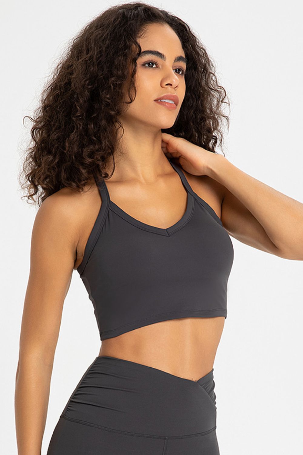 Crisscross Back V-Neck Sports Bra  Activewear- Doll Fits