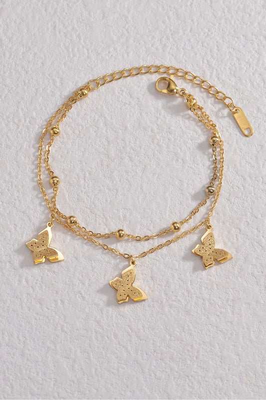 Butterfly Double-Layered Stainless Steel Bracelet  Bracelets- Doll Fits