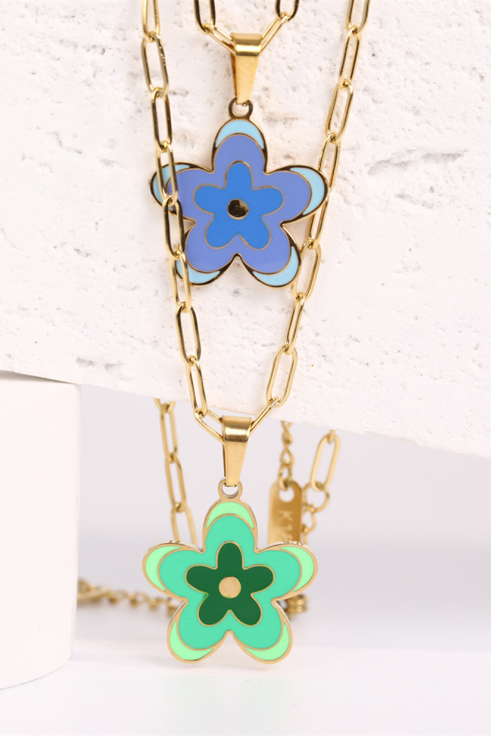 Flower Pendant Stainless Steel Necklace  Necklaces- Doll Fits