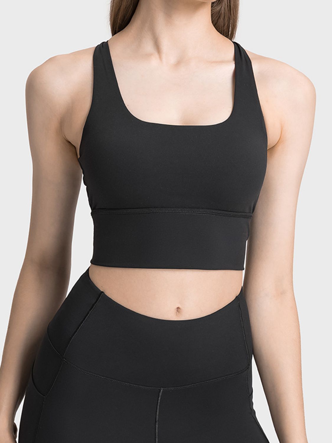 Scoop Neck Crisscross Straps Sports Bra  - Doll Fits