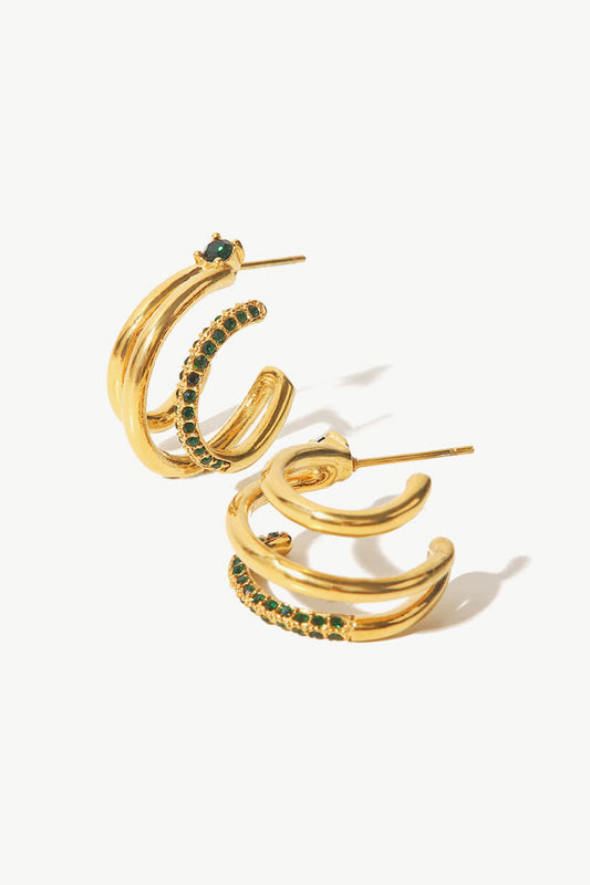 18K Gold Plated Cubic Zirconia Wrap C-Hoop Earrings  Earrings- Doll Fits