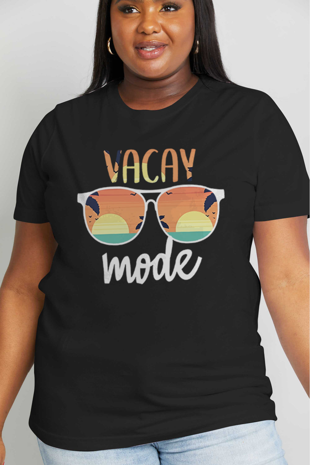 Simply Love Full Size VACAY MODE Graphic Cotton Tee  - Doll Fits