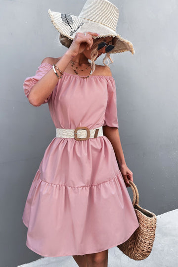 Square Neck Short Sleeve Mini Dress  Dresses- Doll Fits