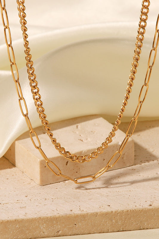 18K Gold Plated Layered Chain Necklace  Necklaces- Doll Fits