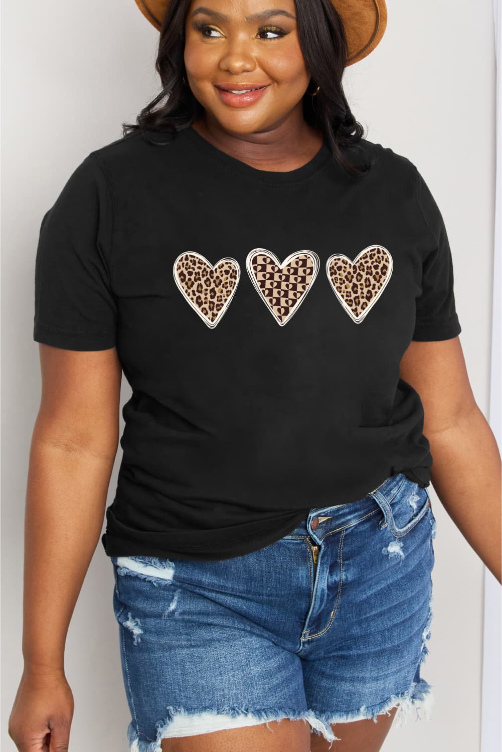Simply Love Full Size Heart Graphic Cotton Tee  Shirts & Tops- Doll Fits