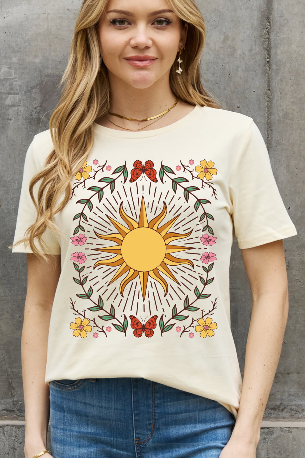 Simply Love Full Size Sun Graphic Cotton Tee  Shirts & Tops- Doll Fits