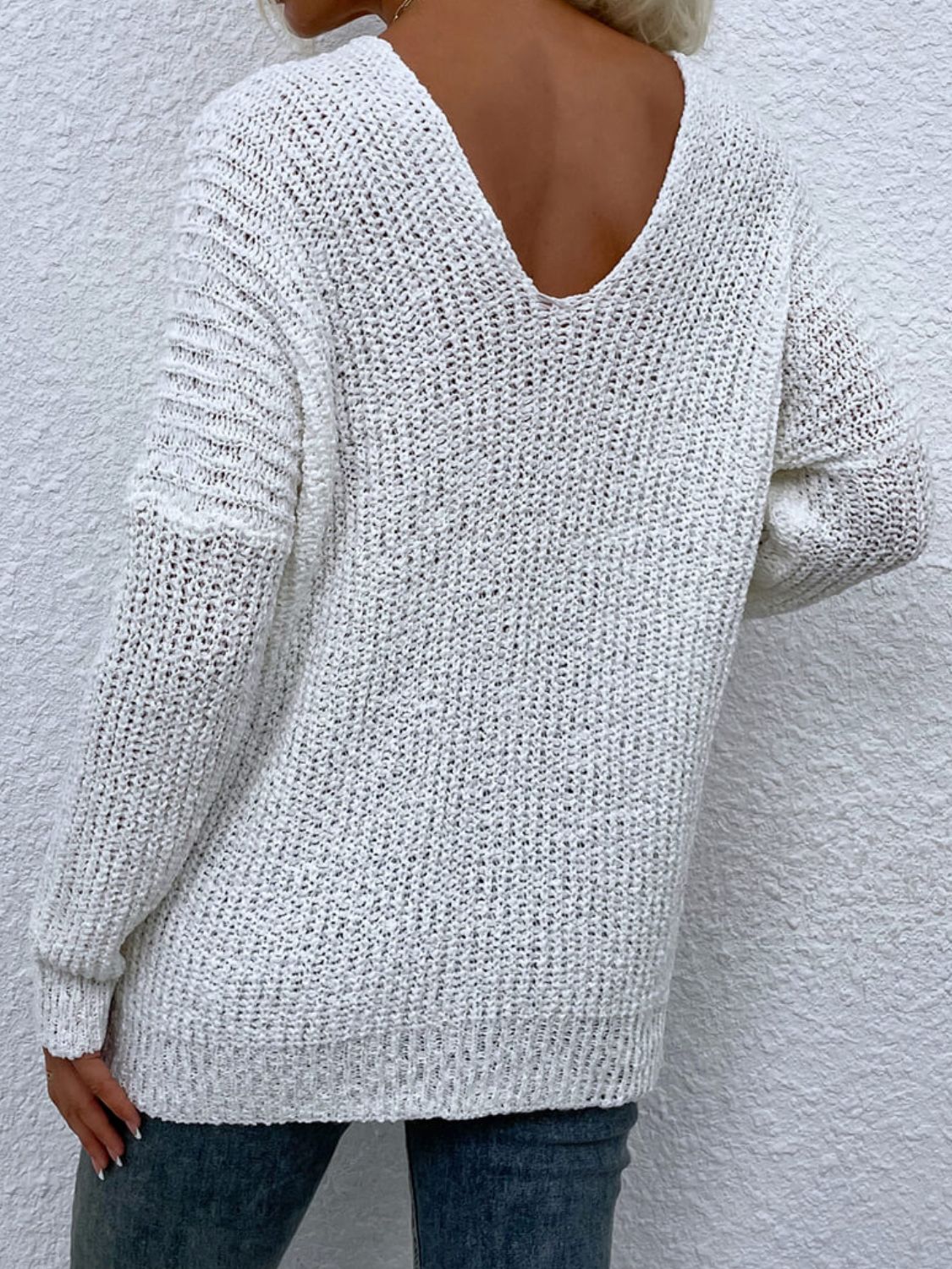 Rib-Knit V-Neck Tunic Sweater  Shirts & Tops- Doll Fits