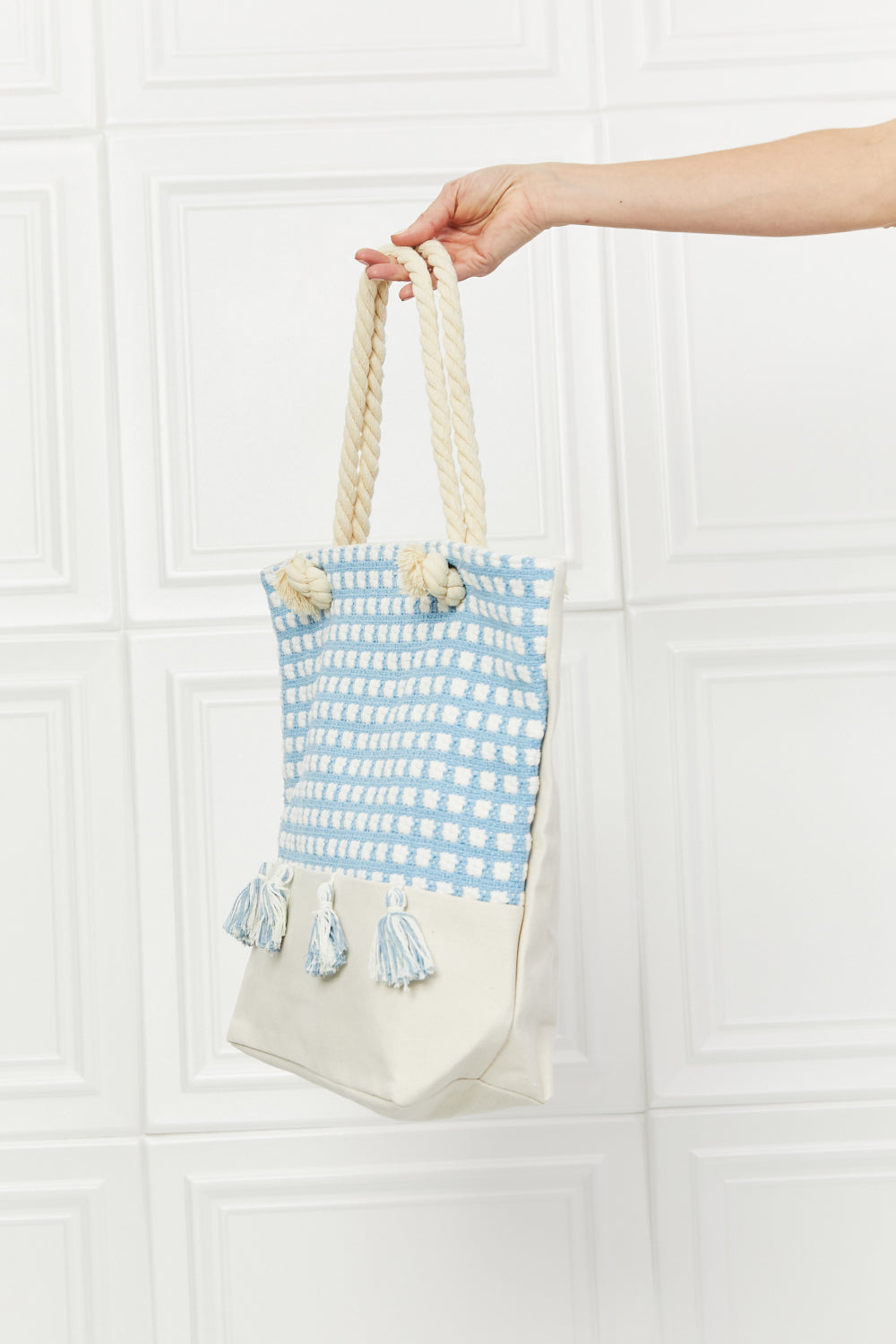 Justin Taylor Picnic Date Tassle Tote Bag  Handbags- Doll Fits
