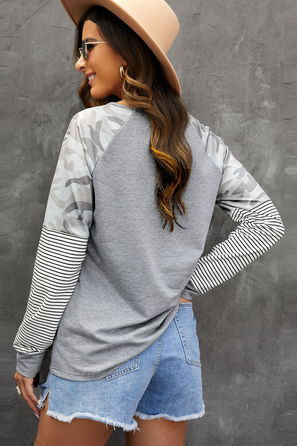 Mixed Print Raglan Top  Shirts & Tops- Doll Fits
