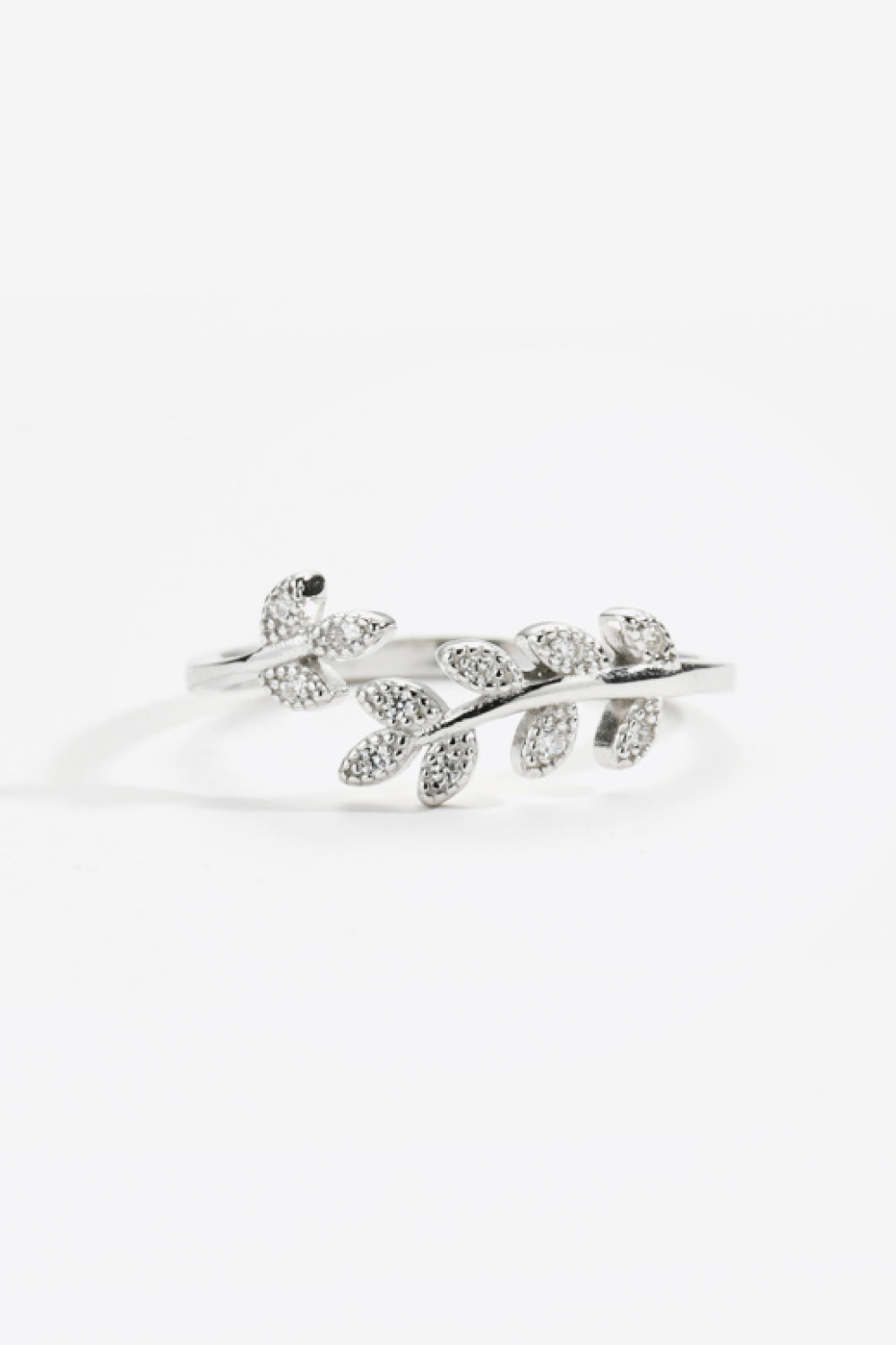Inlaid Zircon Leaf-Shaped Open Ring  Rings- Doll Fits