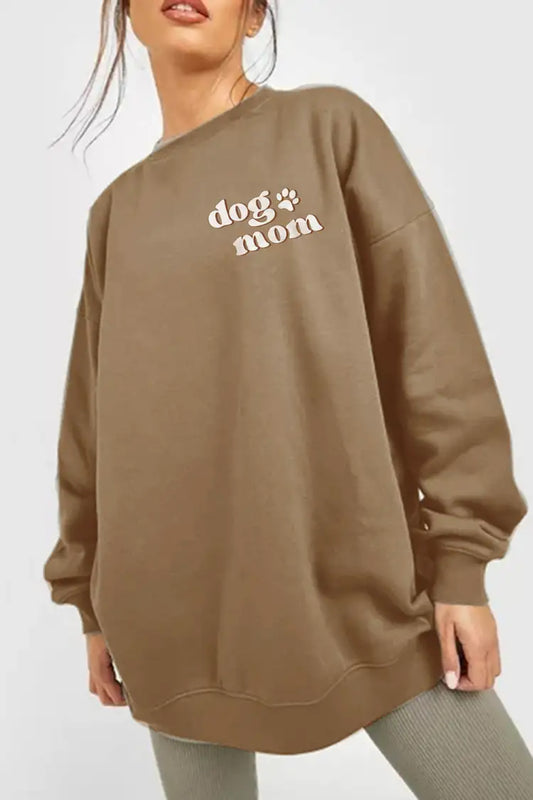 Simply Love Simply Love Full Size Round Neck Dropped Shoulder DOG MOM Graphic Sweatshirt  - Doll Fits