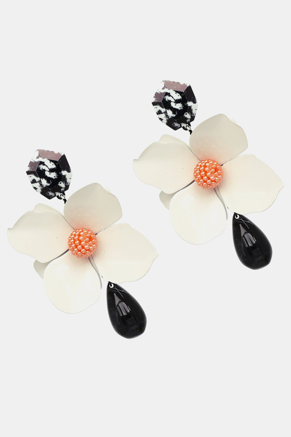 Bloosom Flower and Teardrop Resin Dangle Earrings  Earrings- Doll Fits