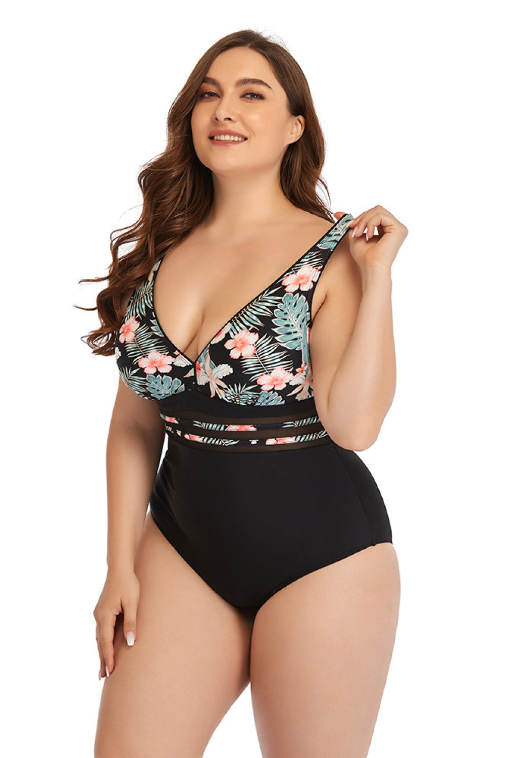 Floral Cutout Tie-Back One-Piece Swimsuit  Swimwear- Doll Fits