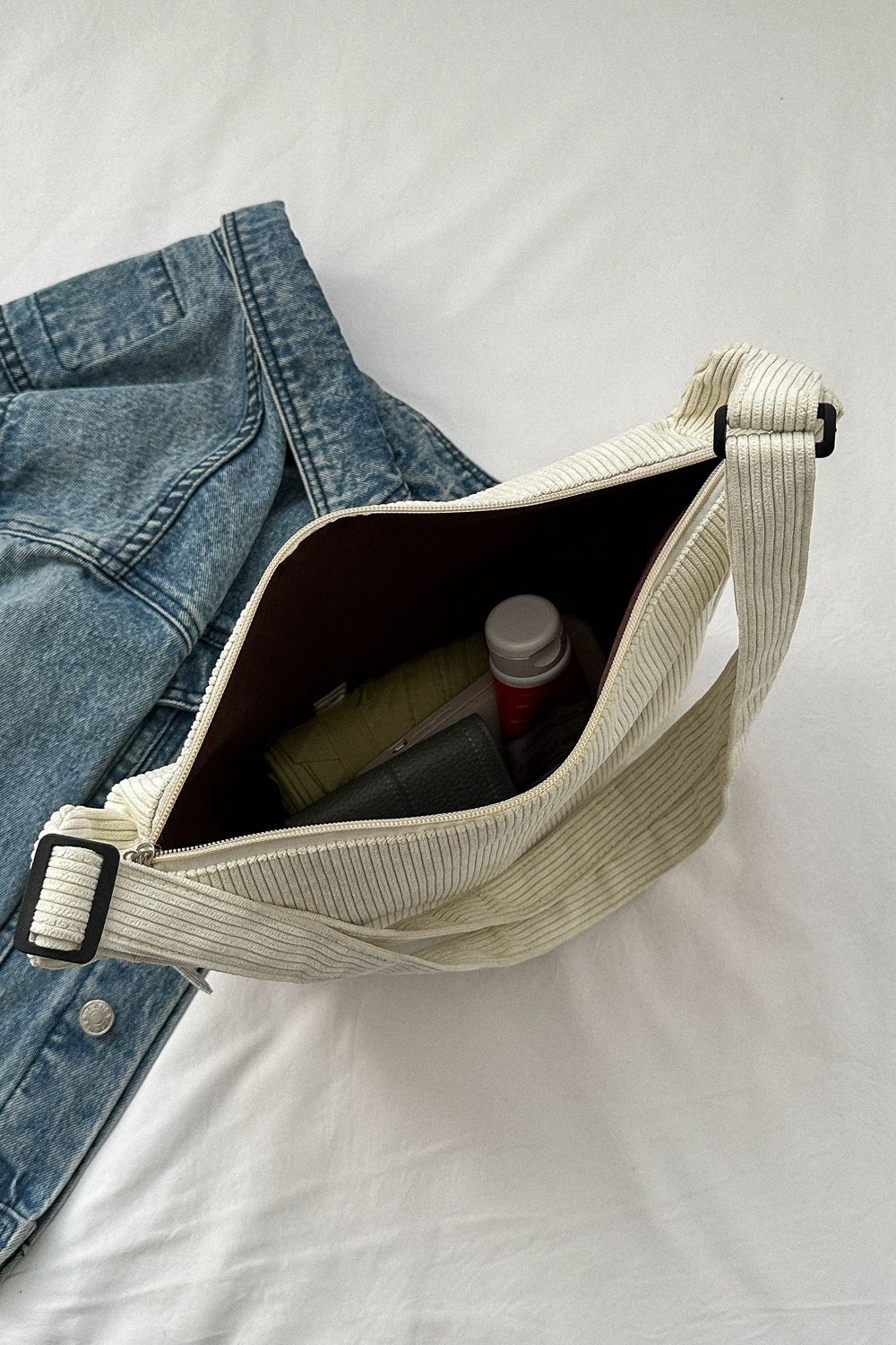Large Corduroy Shoulder Bag  Handbags- Doll Fits