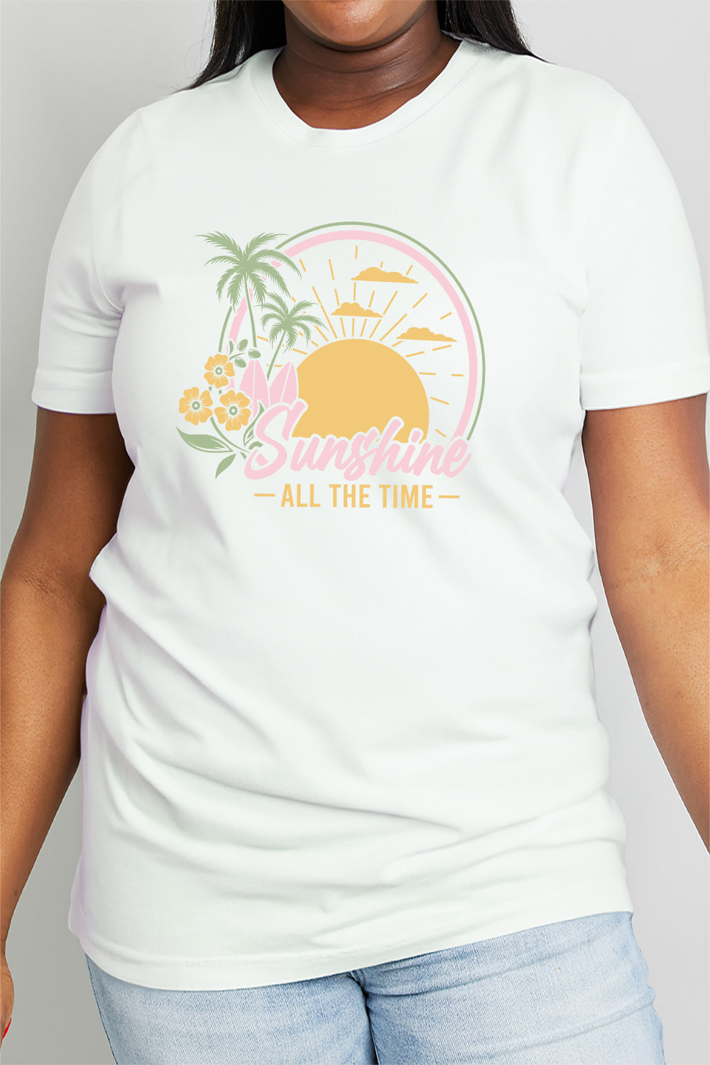 Simply Love Full Size SUNSHINE ALL THE TIME Graphic Cotton Tee  Shirts & Tops- Doll Fits