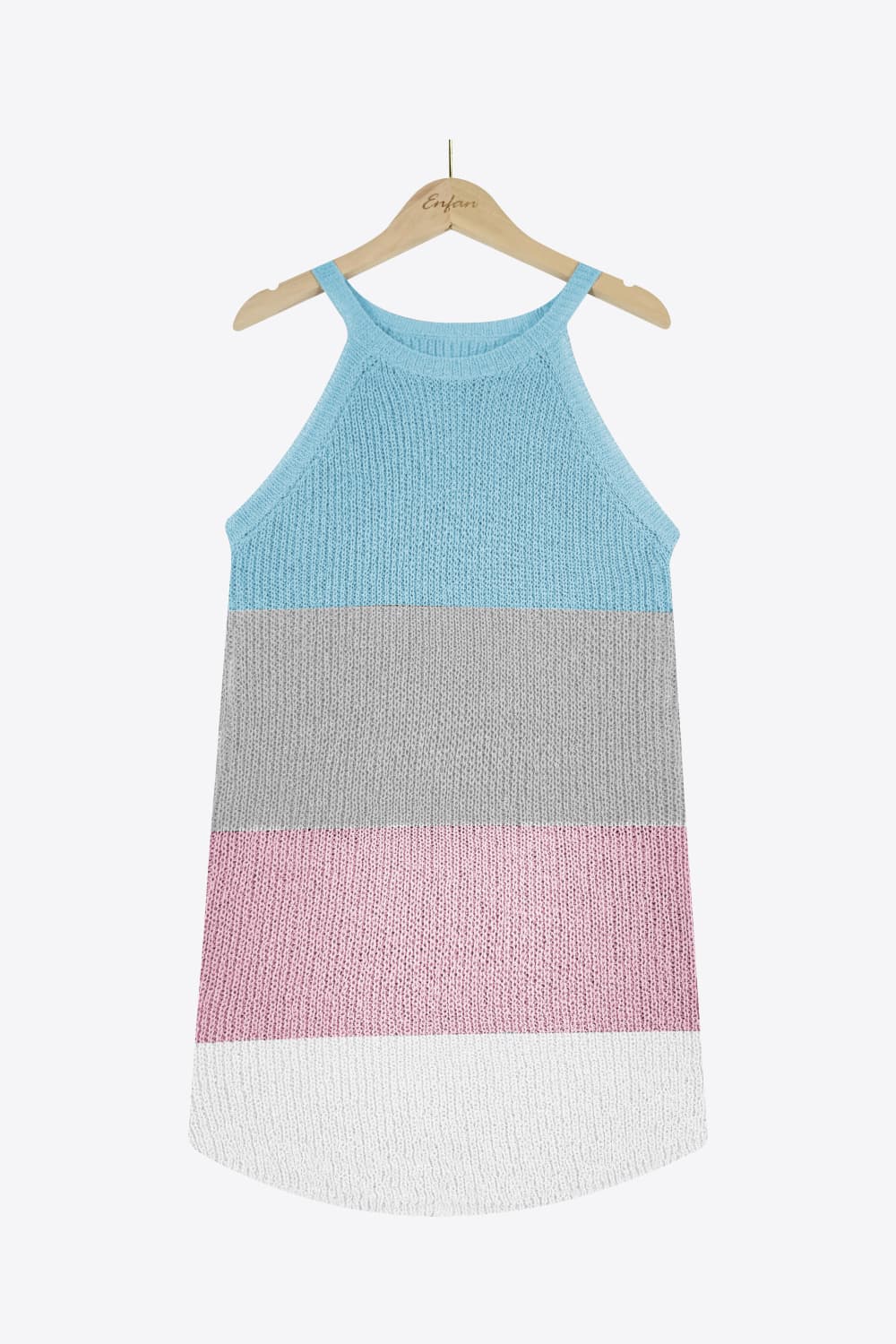 Color Block Round Neck Sleeveless Knit Top  Shirts & Tops- Doll Fits