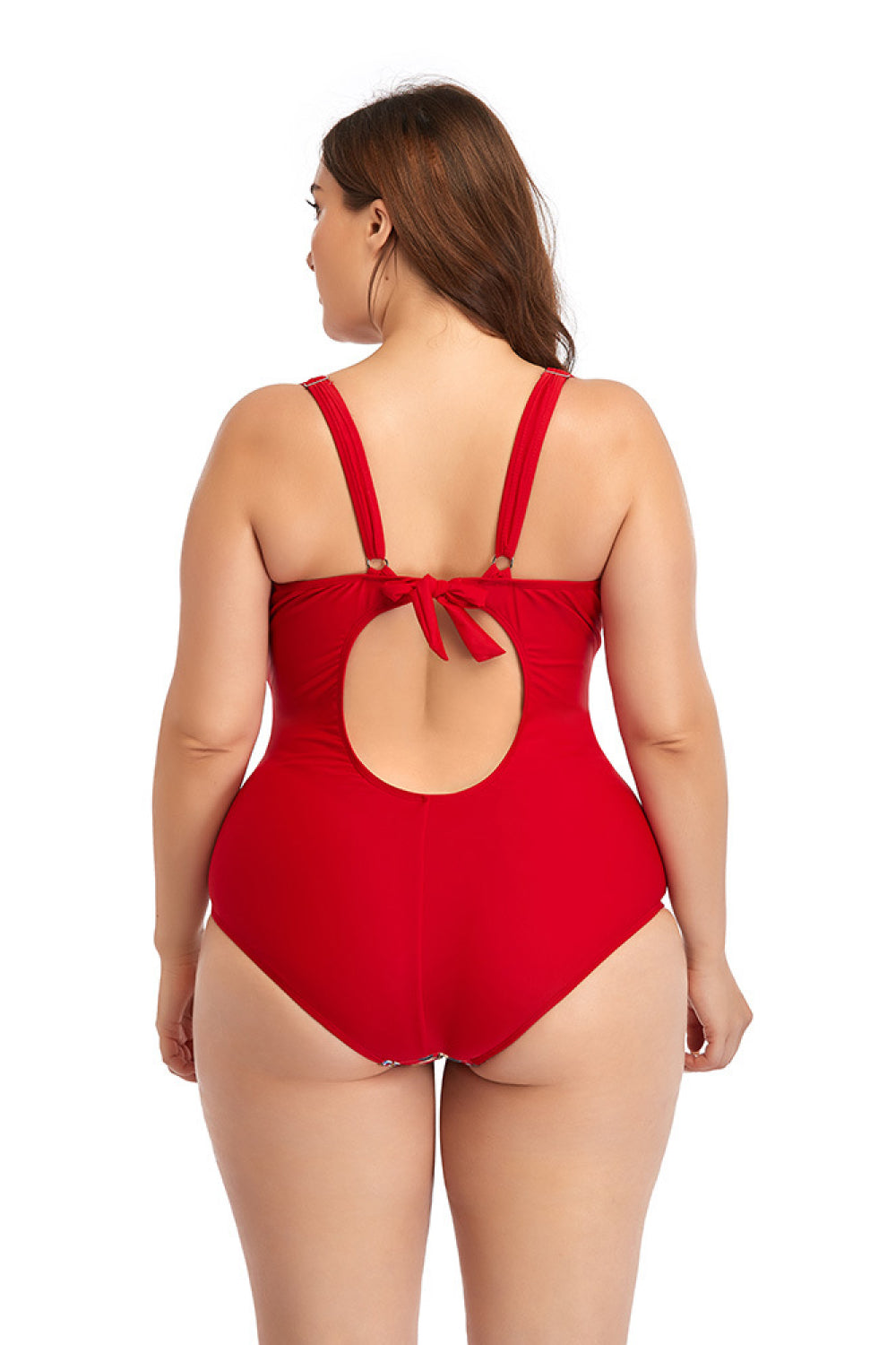Floral Drawstring Detail One-Piece Swimsuit  Swimwear- Doll Fits