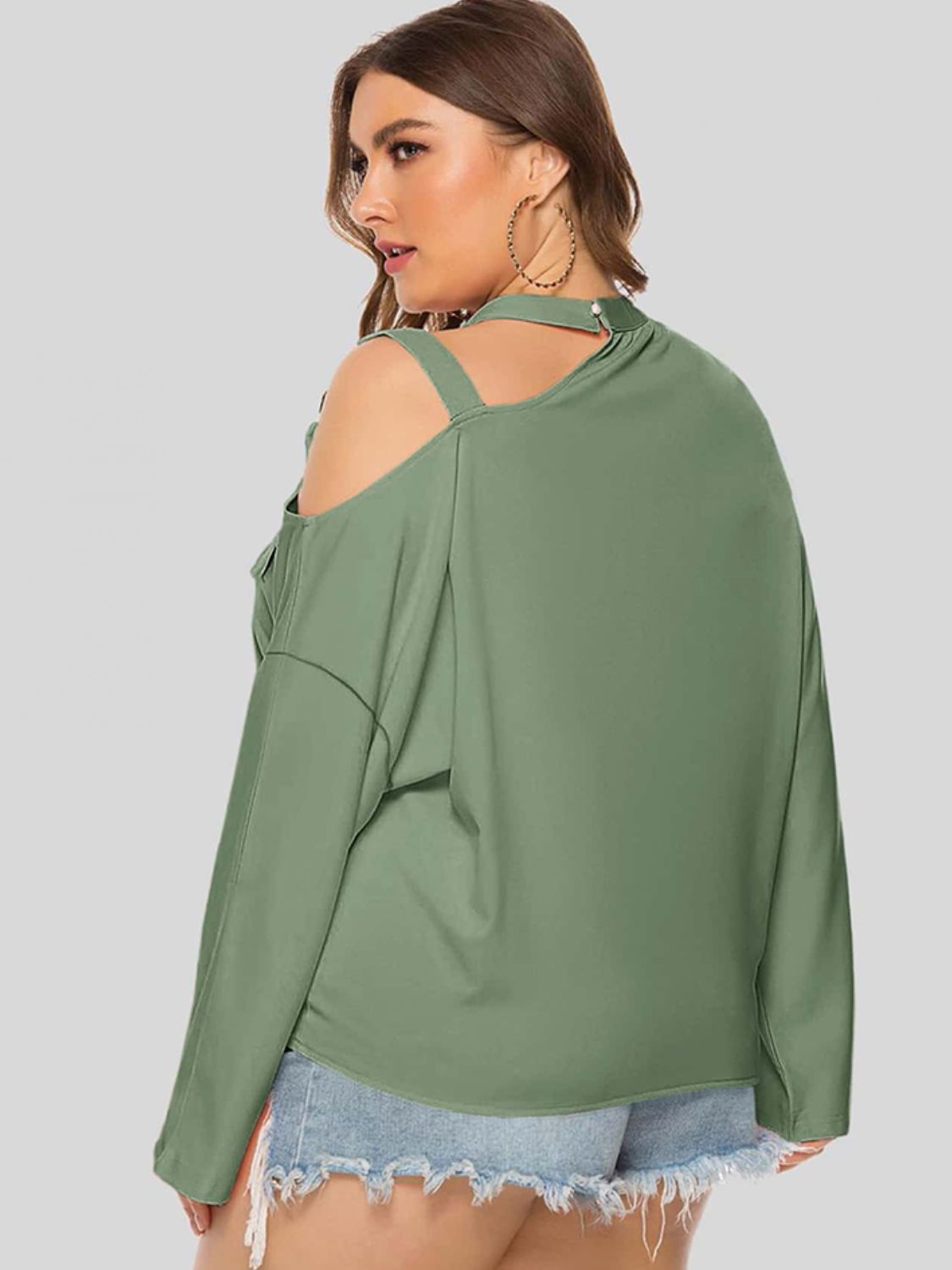 Plus Size Cold-Shoulder Tied Top  Shirts & Tops- Doll Fits