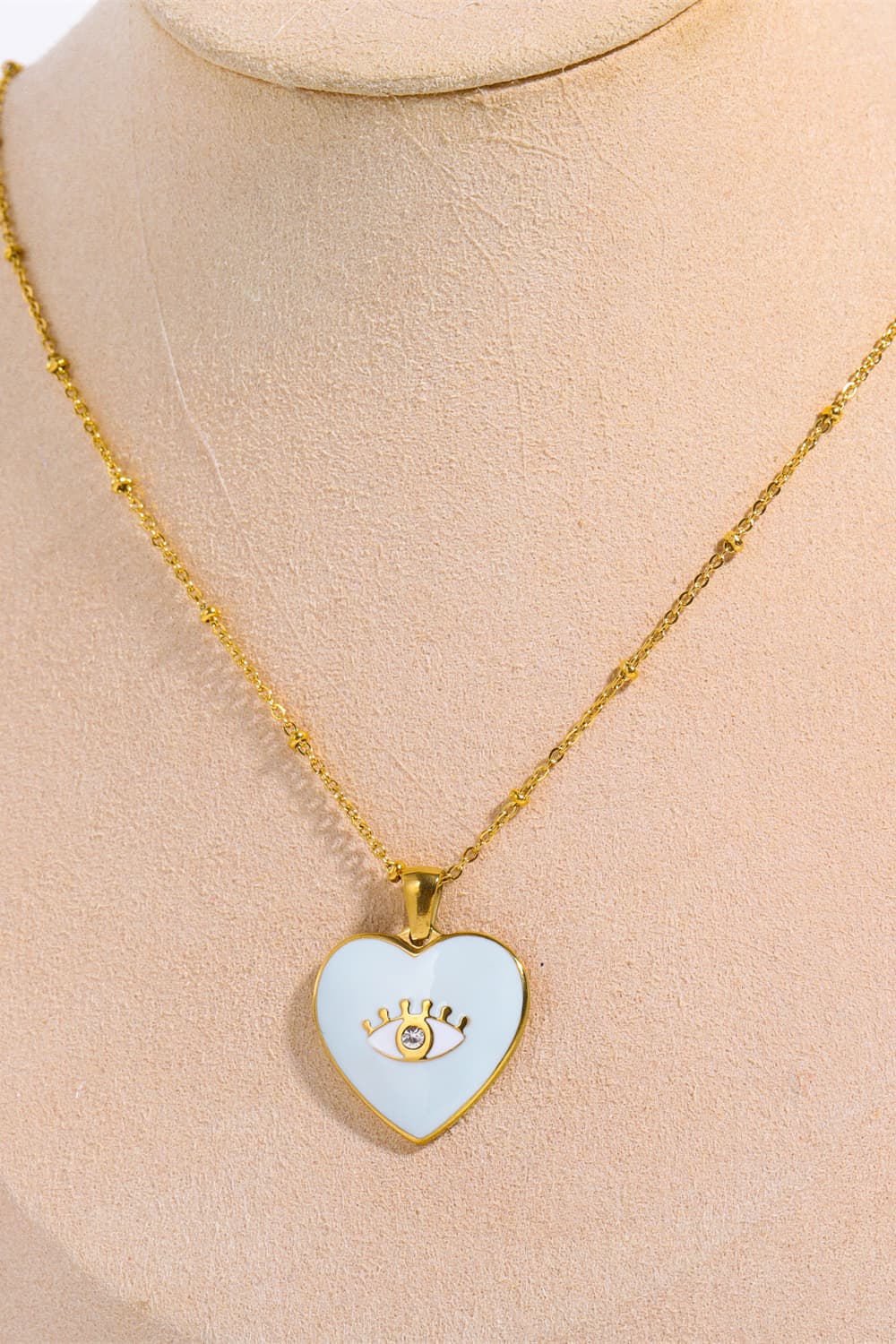 Heart & Evil Eye Shape 18K Gold Plated Pendant Necklace  Necklaces- Doll Fits