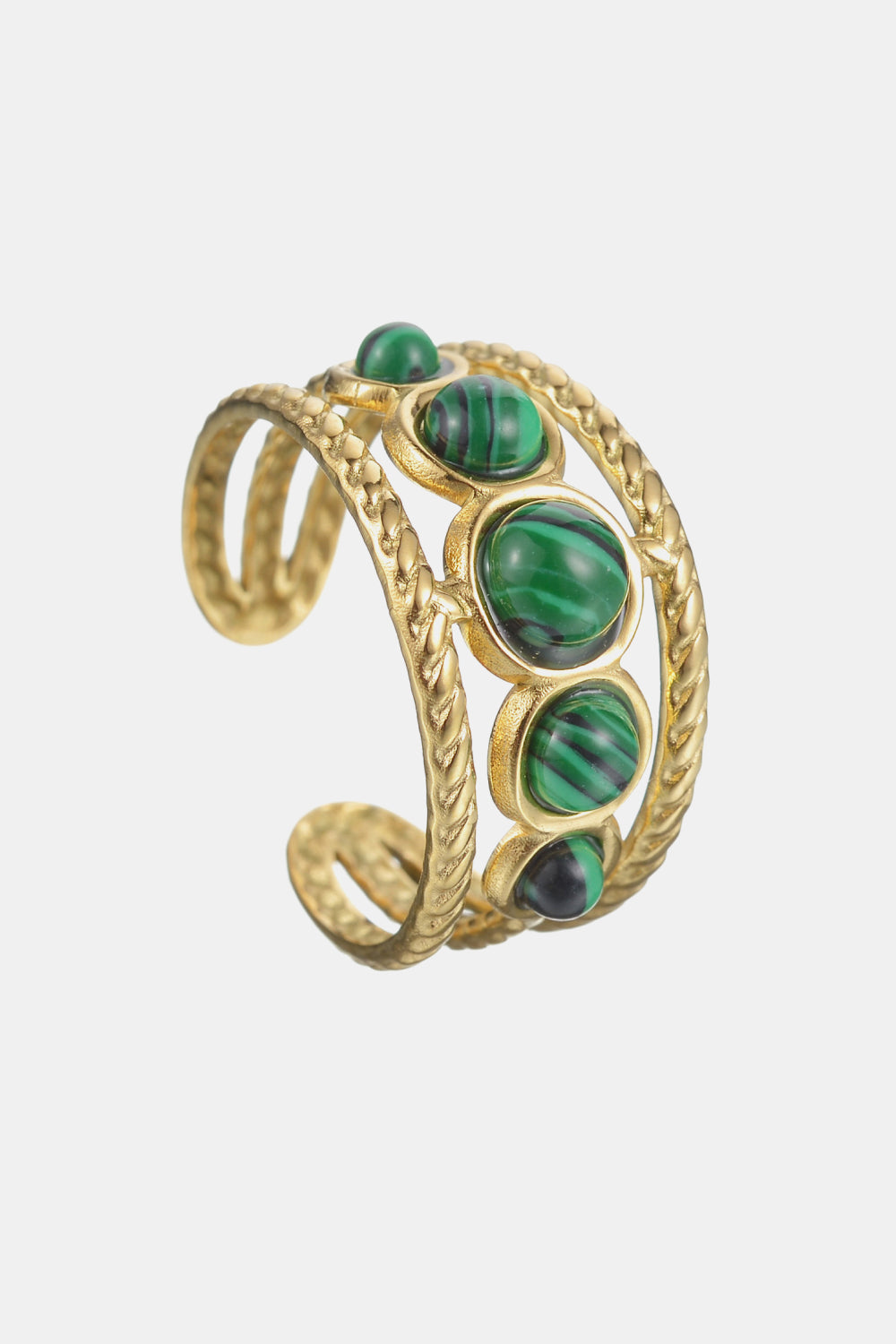 18K Gold Plated Nature Stone Open Ring  - Doll Fits