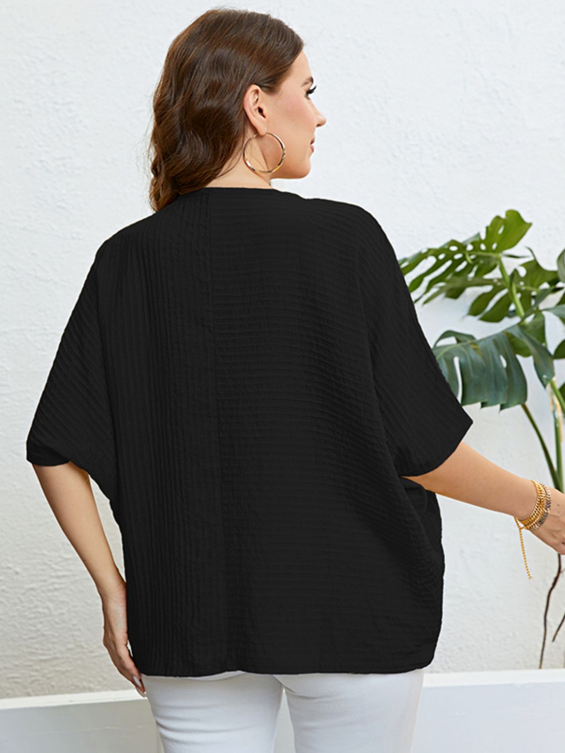 Plus Size Seam Detail Half Sleeve Top  Shirts & Tops- Doll Fits