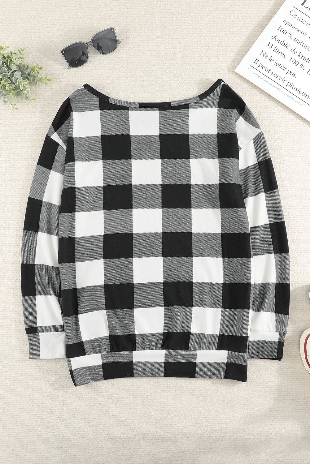 Plaid Long Sleeve Tunic Sweatshirt  Shirts & Tops- Doll Fits