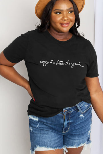 Simply Love Full Size ENJOY THE LITTLE THINGS Graphic Cotton Tee  Shirts & Tops- Doll Fits