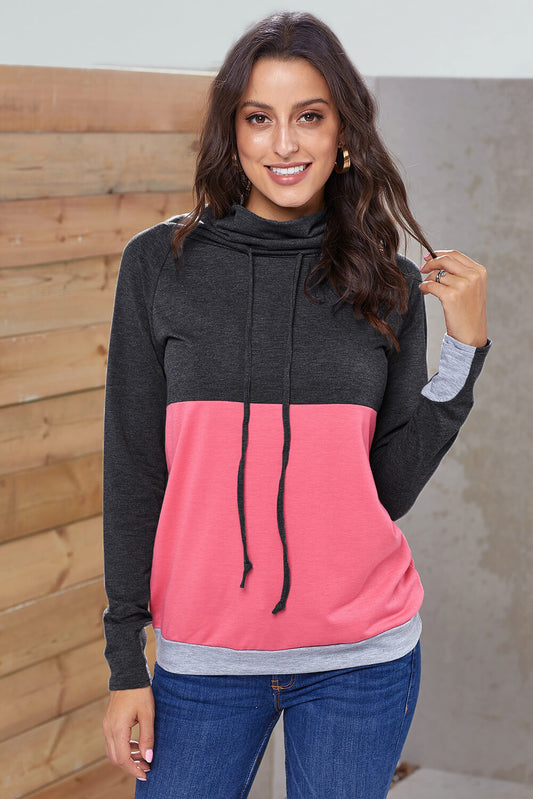 Color Block Raglan Sleeve Drawstring Sweatshirt  Shirts & Tops- Doll Fits