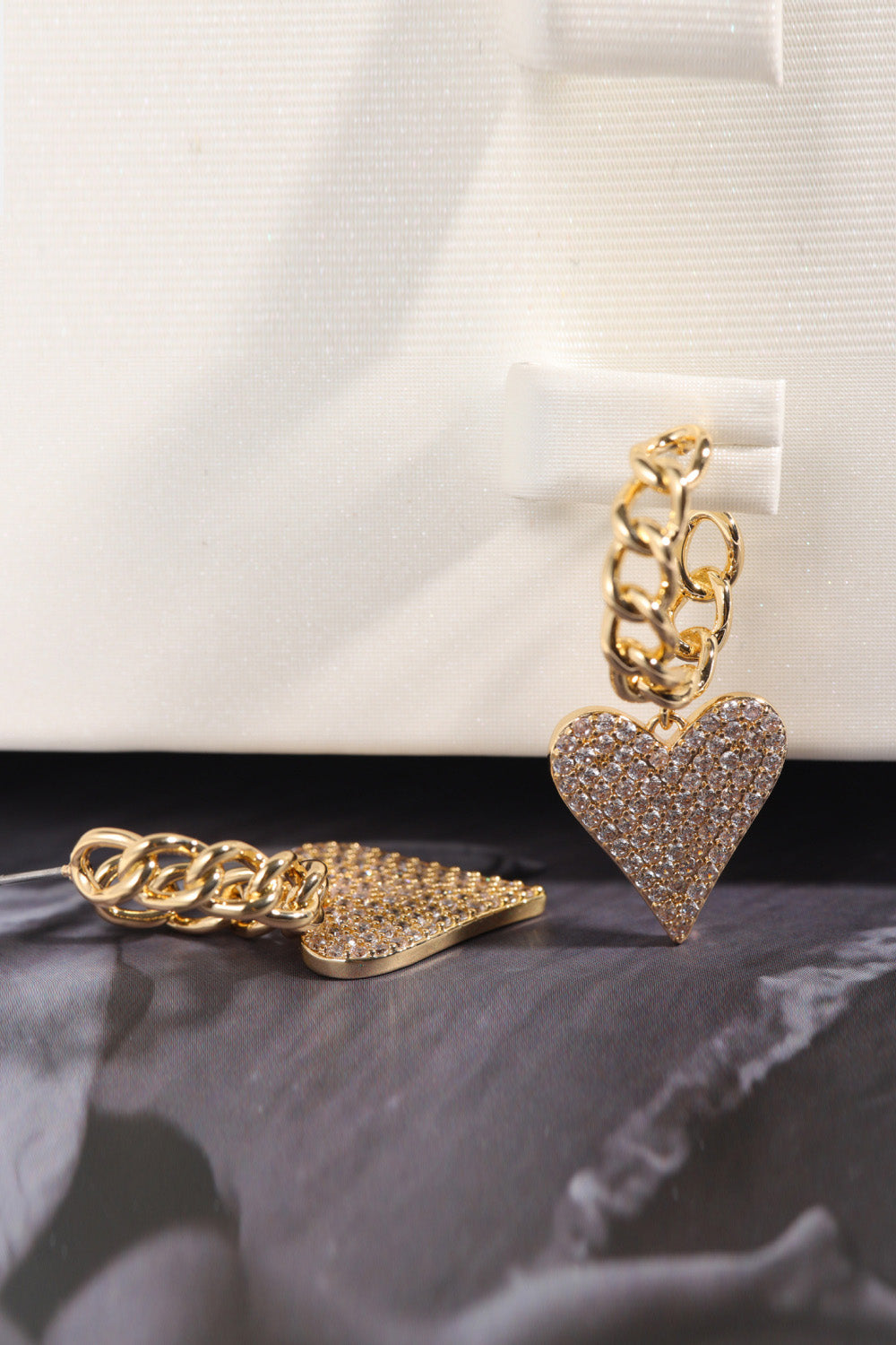 Zircon Decor Heart C-Hoop Drop Earrings  Earrings- Doll Fits