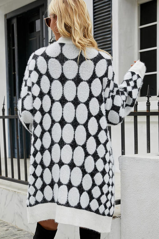 Geometric Open Front Fuzzy Cardigan  Coats & Jackets- Doll Fits