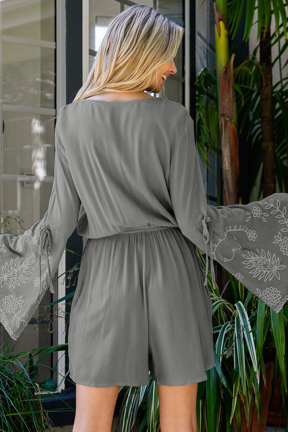 Surplice Neck Flare Sleeve Romper  - Doll Fits