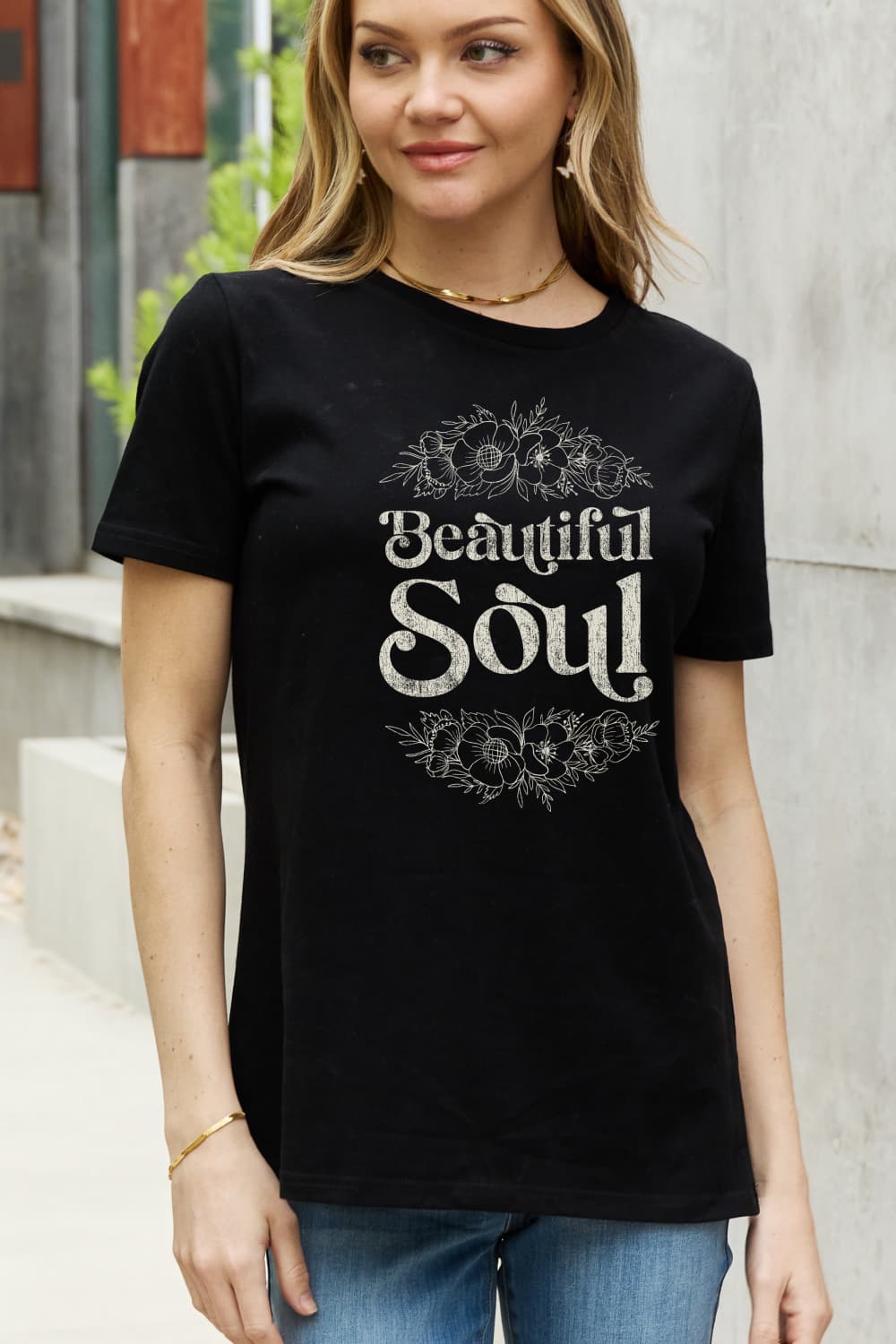 Simply Love Full Size BEAUTIFUL SOUL Graphic Cotton Tee  - Doll Fits