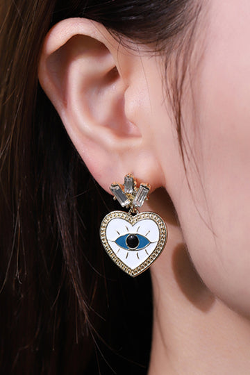 Evil Eye Heart-Shaped Drop Earrings  Earrings- Doll Fits