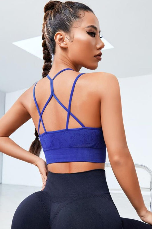 Strappy Scoop Neck Sports Bra  - Doll Fits