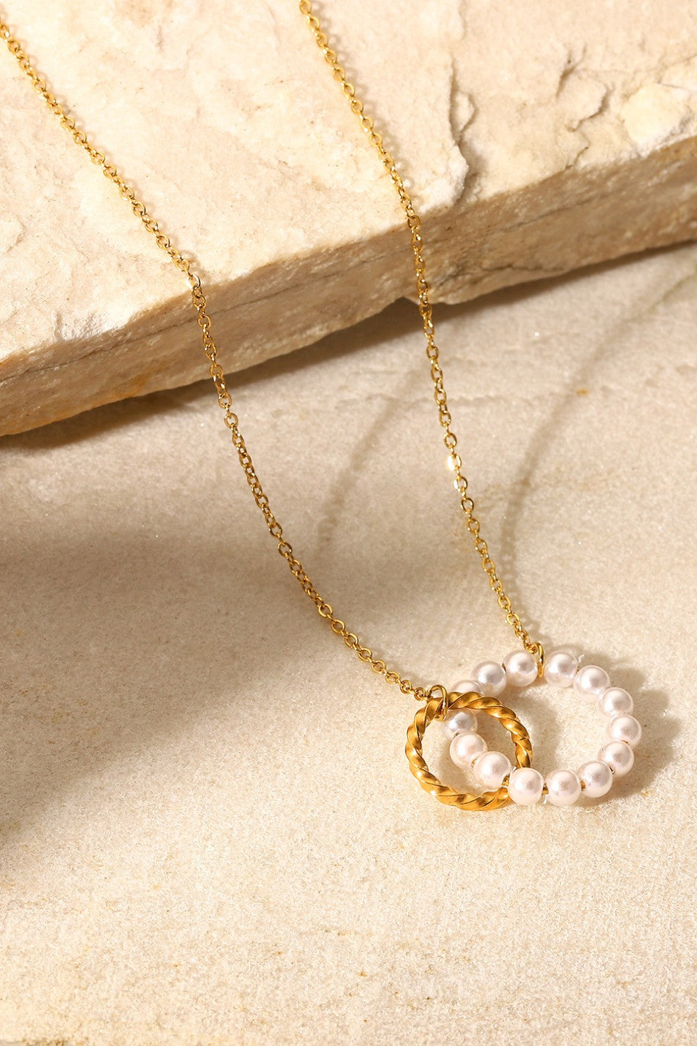 Pearl Hoop Link Pendant Necklace  Necklaces- Doll Fits
