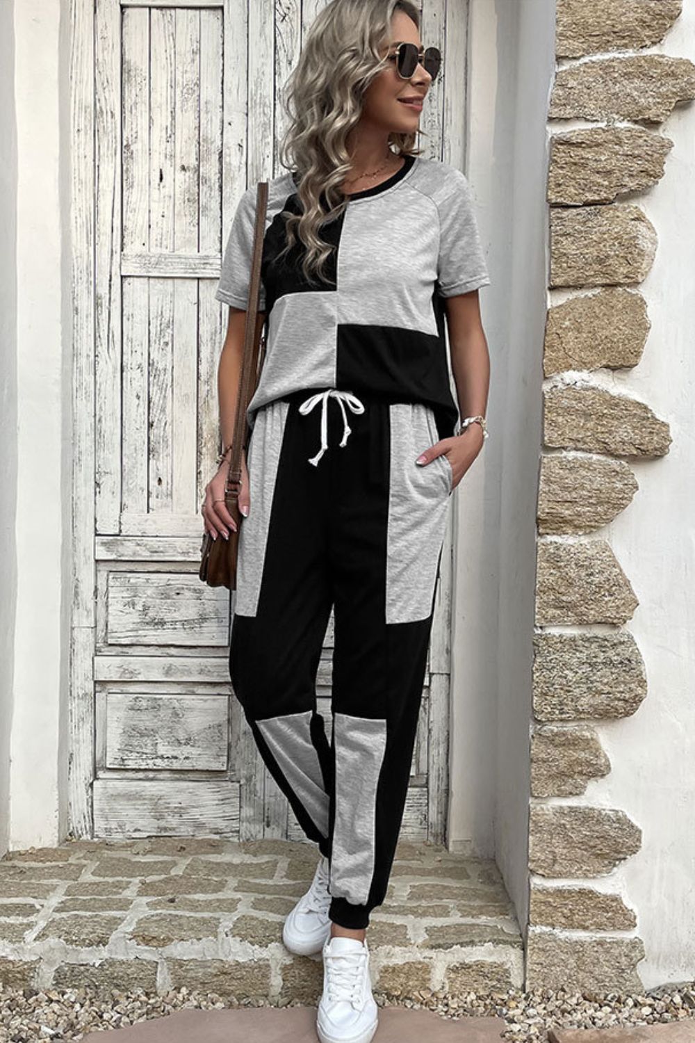 Color Block Raglan Sleeve Tee and Joggers Set  Outfit Sets- Doll Fits