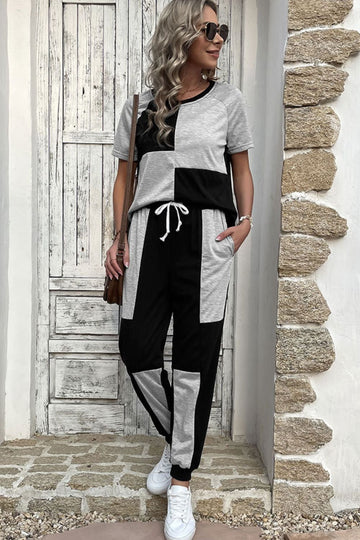 Color Block Raglan Sleeve Tee and Joggers Set  Outfit Sets- Doll Fits