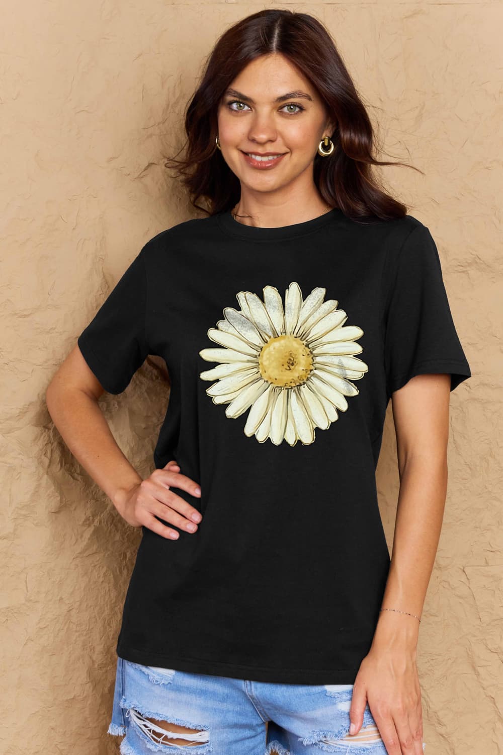 Simply Love Full Size FLOWER Graphic Cotton Tee  - Doll Fits