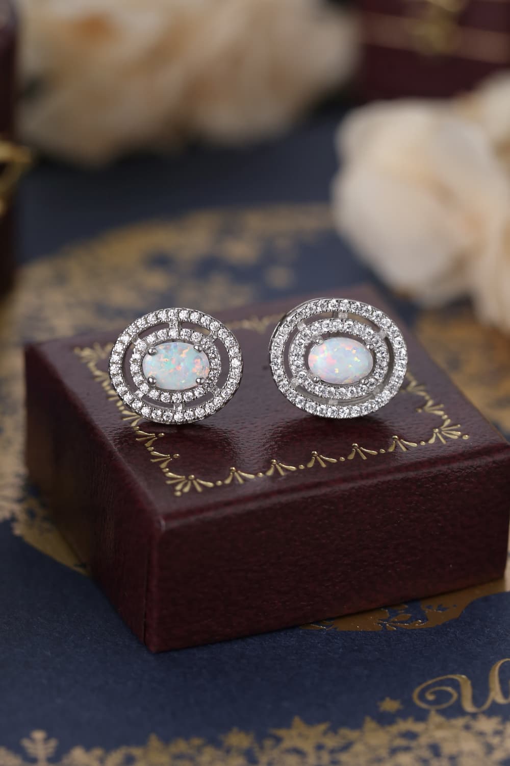925 Sterling Silver Opal Round Stud Earrings  Earrings- Doll Fits