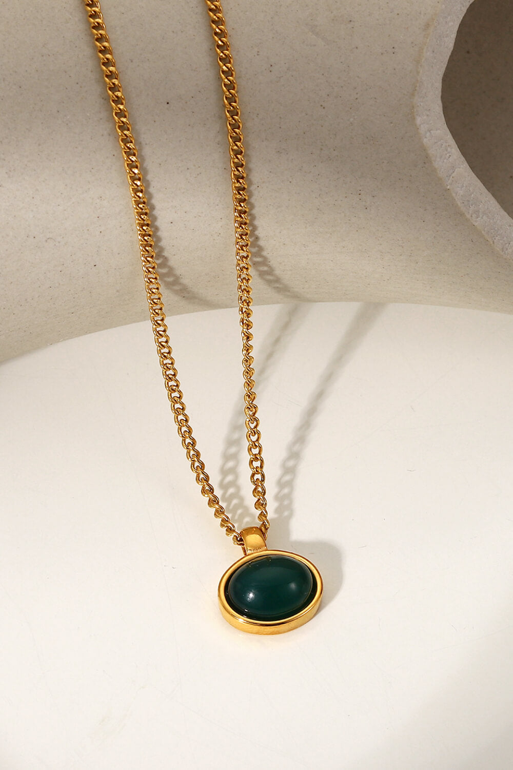 Natural Stone Geometric Pendant Necklace  Necklaces- Doll Fits