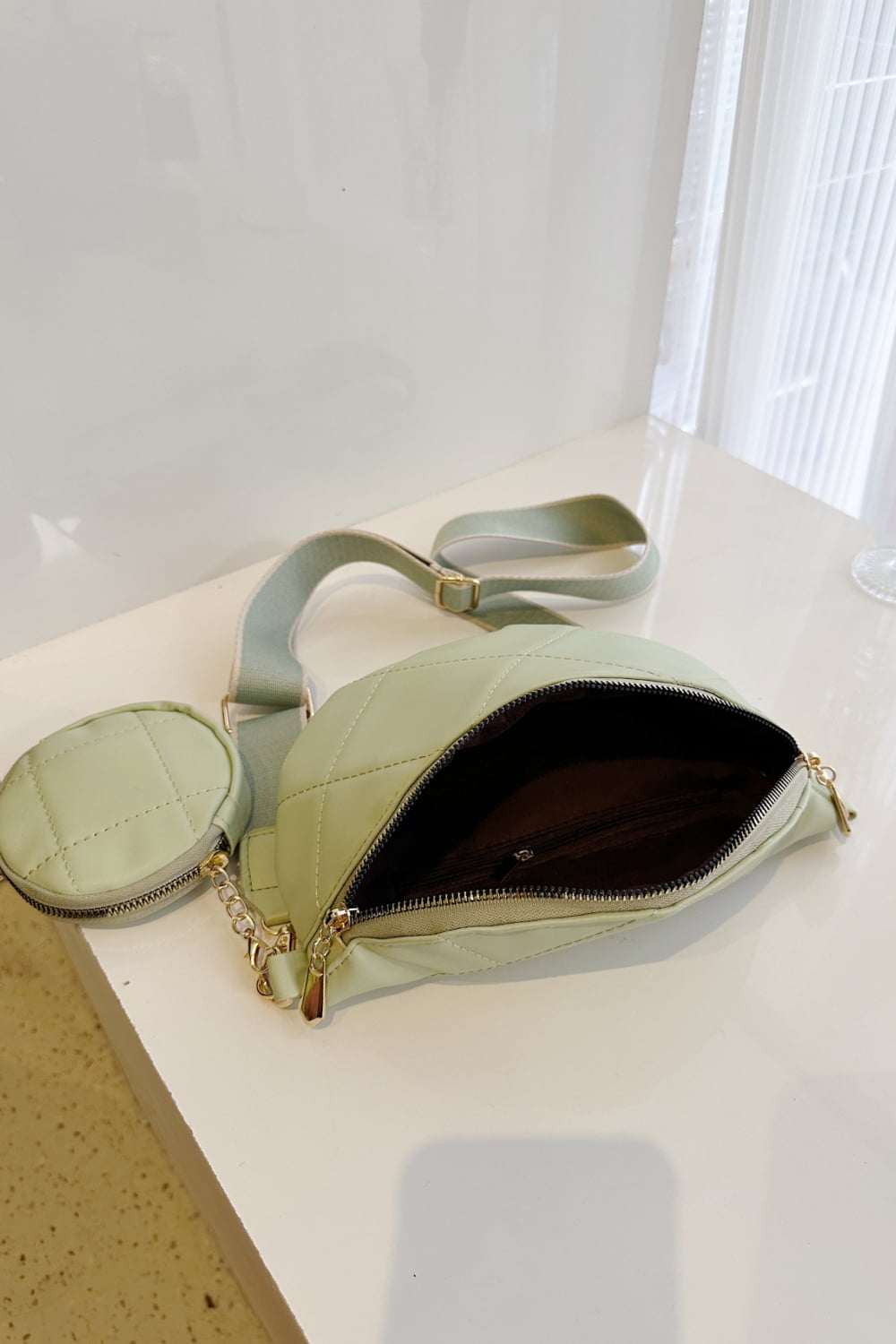 PU Leather Sling Bag with Small Purse  Handbags- Doll Fits