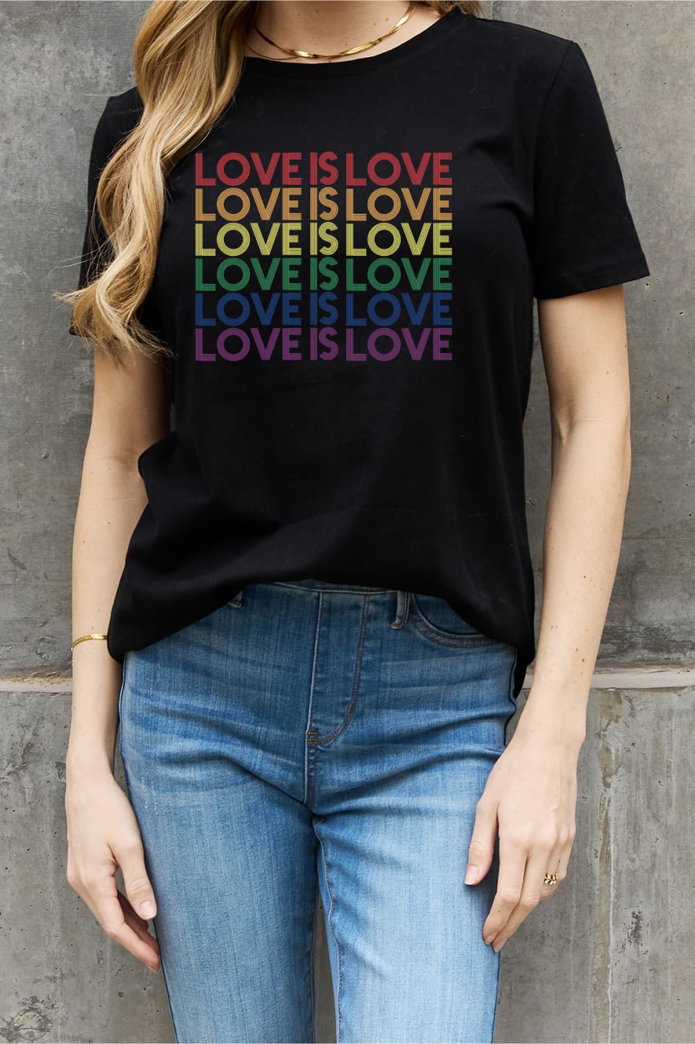 Simply Love Full Size LOVE IS LOVE Graphic Cotton Tee  Shirts & Tops- Doll Fits