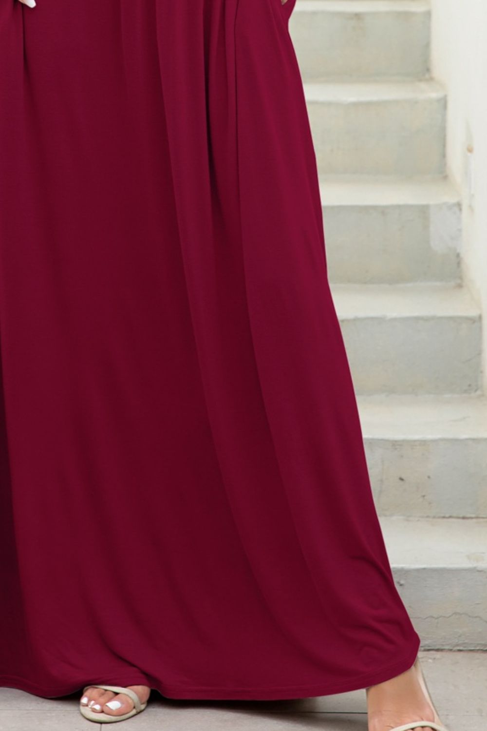 Round Neck Maxi Tee Dress with Pockets  Dresses- Doll Fits