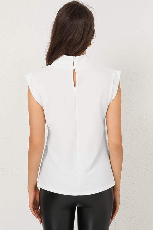Mock Neck Cap Sleeve Blouse  Shirts & Tops- Doll Fits
