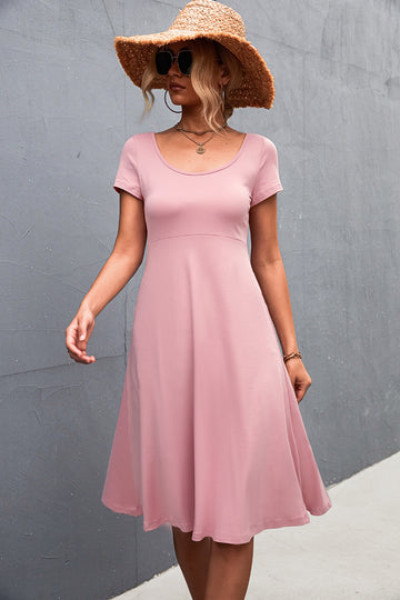 Scoop Neck Short Sleeve Dress  Dresses- Doll Fits