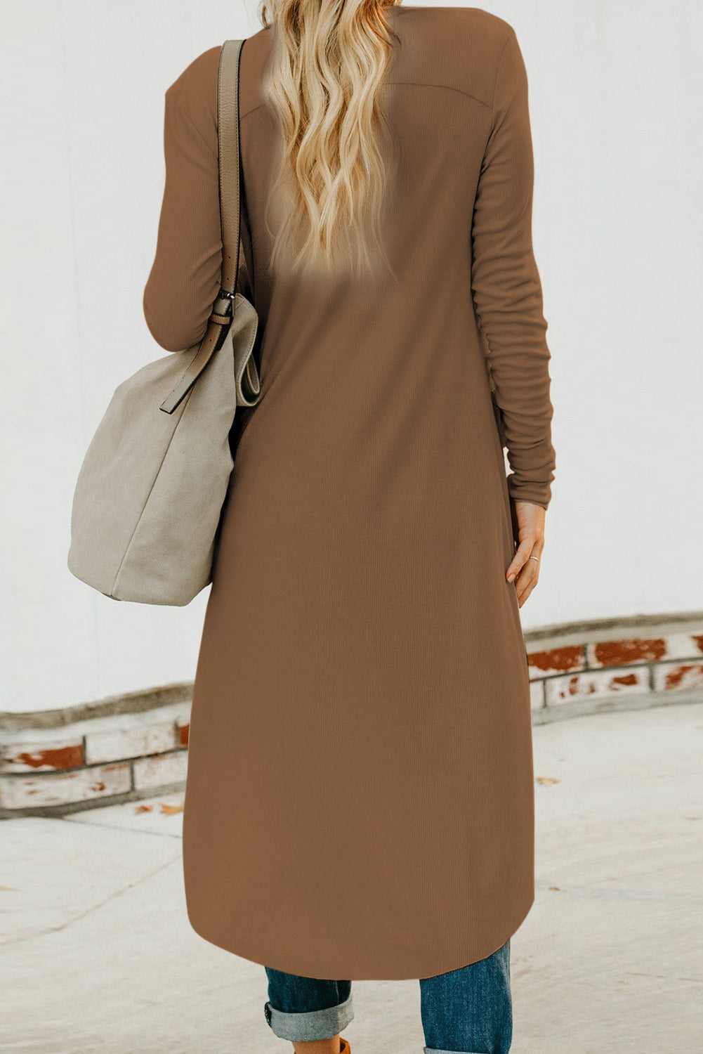 V-Neck Long Sleeve Cardigan with Pocket  - Doll Fits