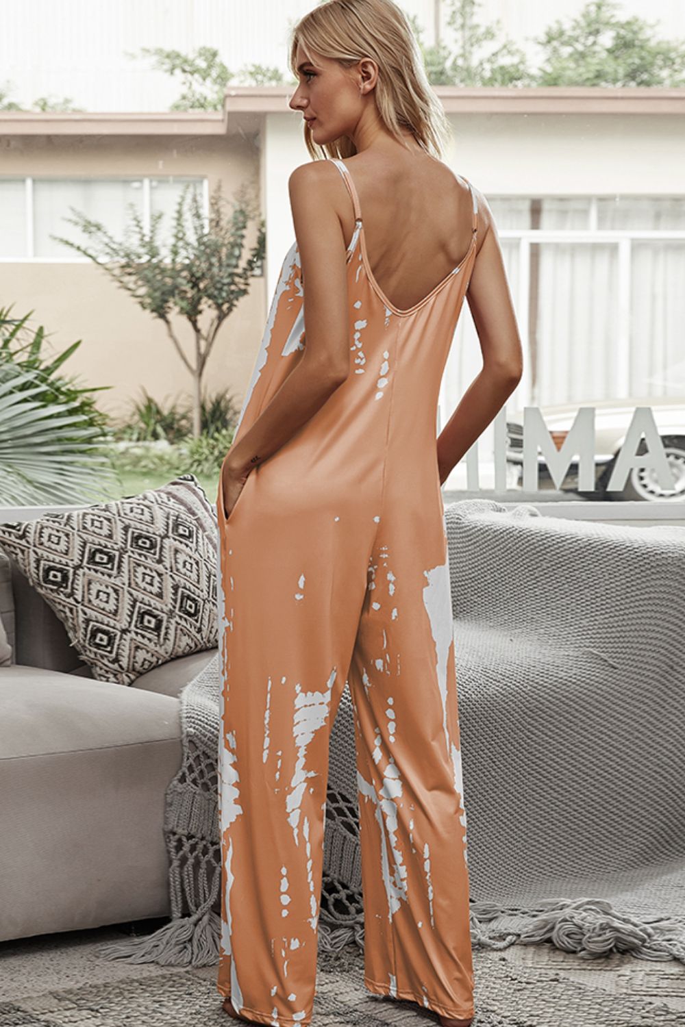 Tie-Dye Spaghetti Strap Jumpsuit with Pockets  Jumpsuits & Rompers- Doll Fits