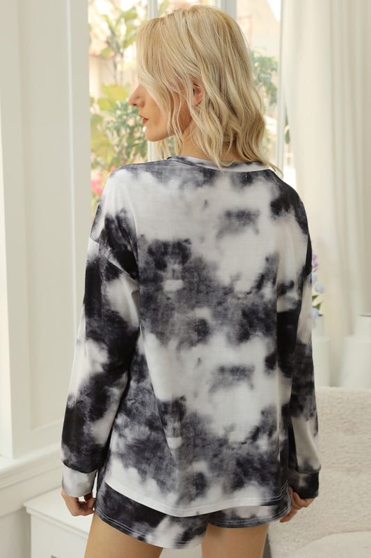 Tie-Dye Round Neck Top and Shorts Lounge Set  Outfit Sets- Doll Fits