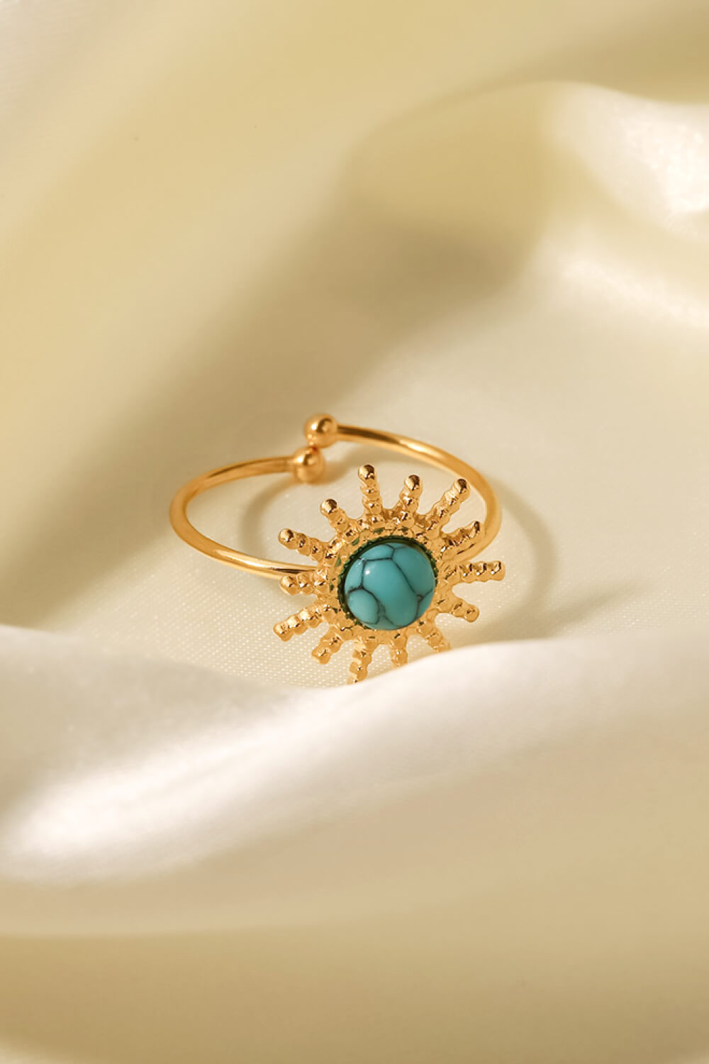 Natural Stone Sun Shape Open Ring  Rings- Doll Fits
